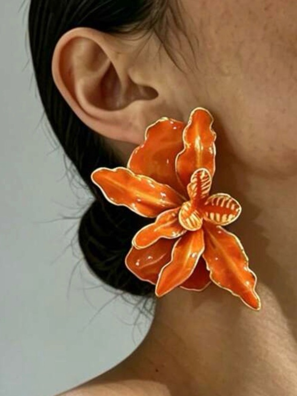 Handcrafted Orange Floral Statement Earrings - Women Jewelry